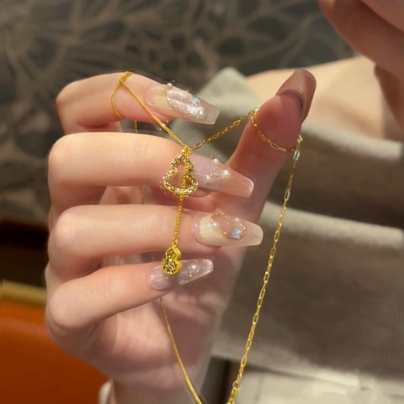 铜合金项链 碎冰冰葫芦项链时尚轻奢项链气质百搭不掉色锁骨链