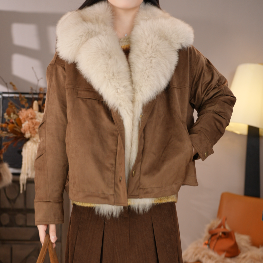 唐乐乐｜25new冬季新款翻领轻奢宽松加厚时尚复古外套 BF2334