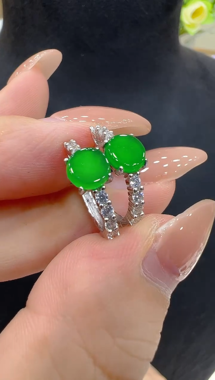 银S925镶嵌翡翠耳饰多样性团购发一件