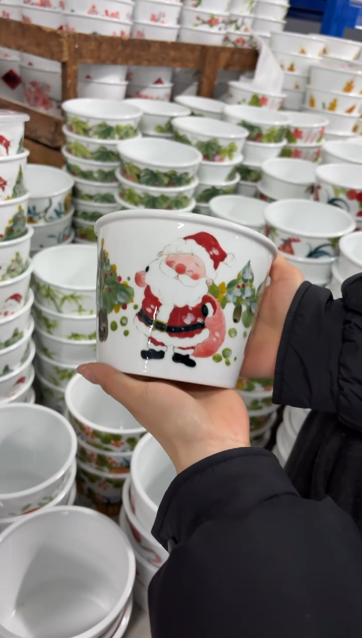 景德镇高温陶瓷食品级手绘釉中彩-泡面桶