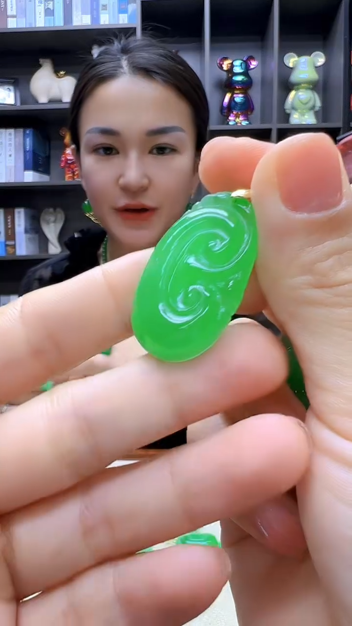 翡翠14K金镶嵌颈饰沉白diy劲饰