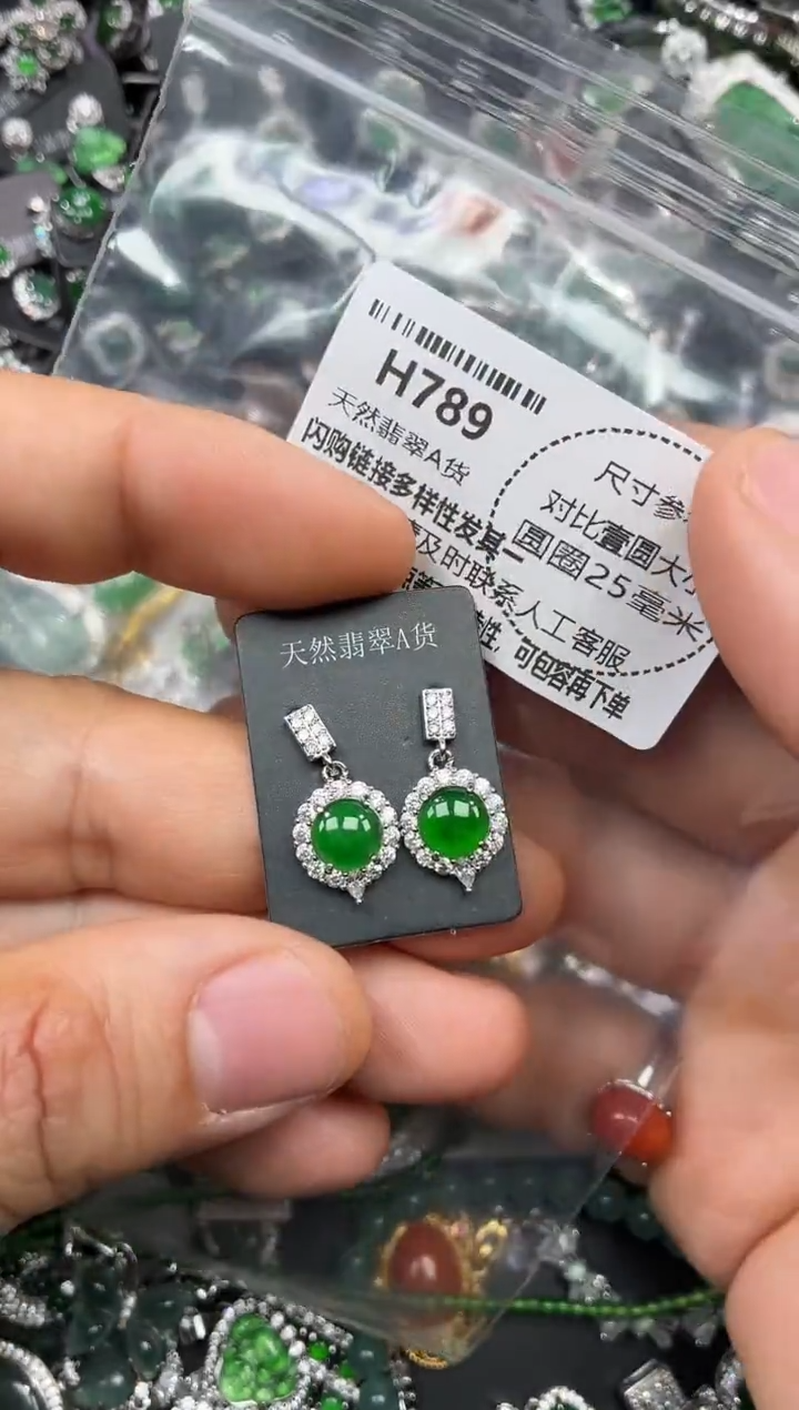 颈饰未镶嵌翡翠H789耳钉