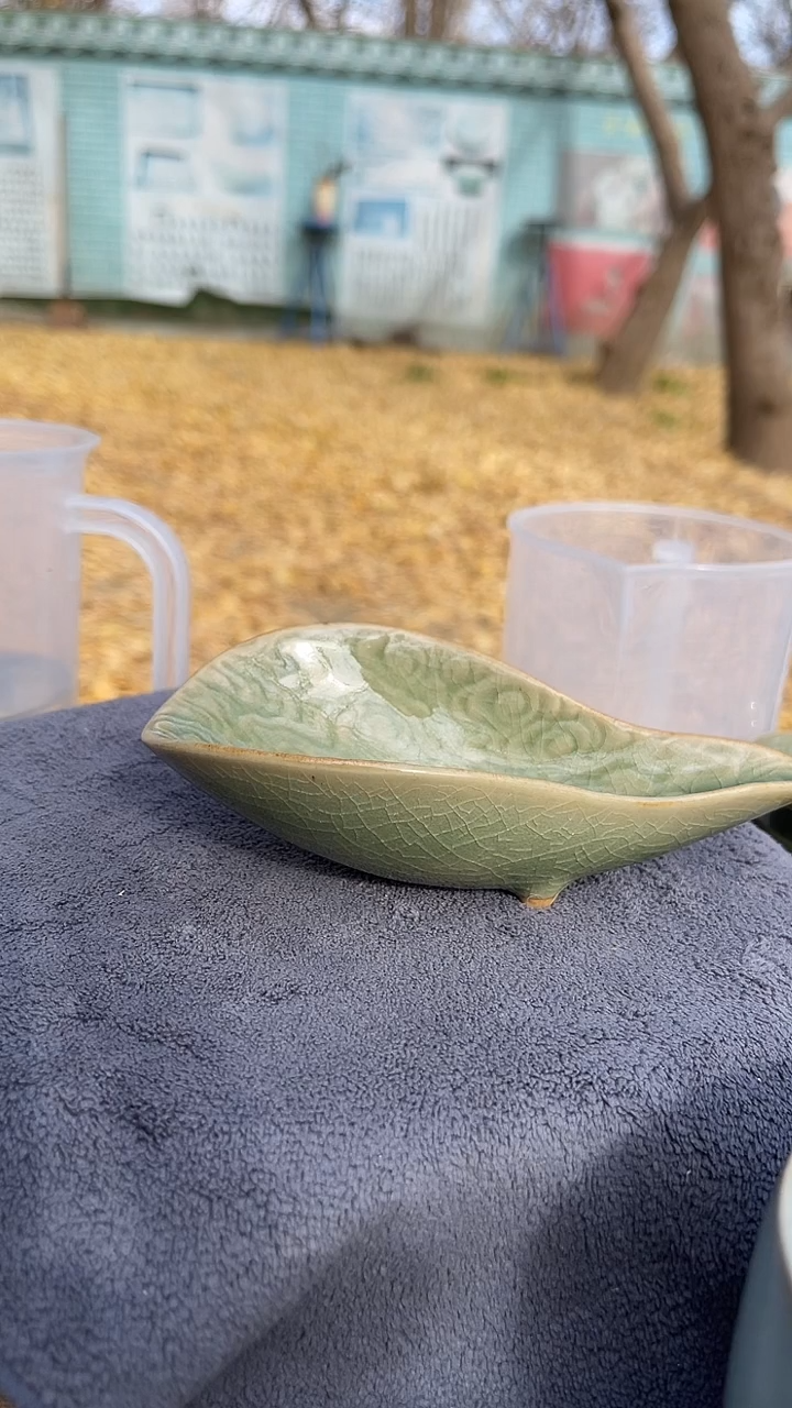 摆件陶原生态原矿葱绿茶则