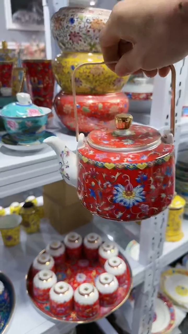 【闪购商品】瓷片豪华提梁壶一只景德镇陶瓷