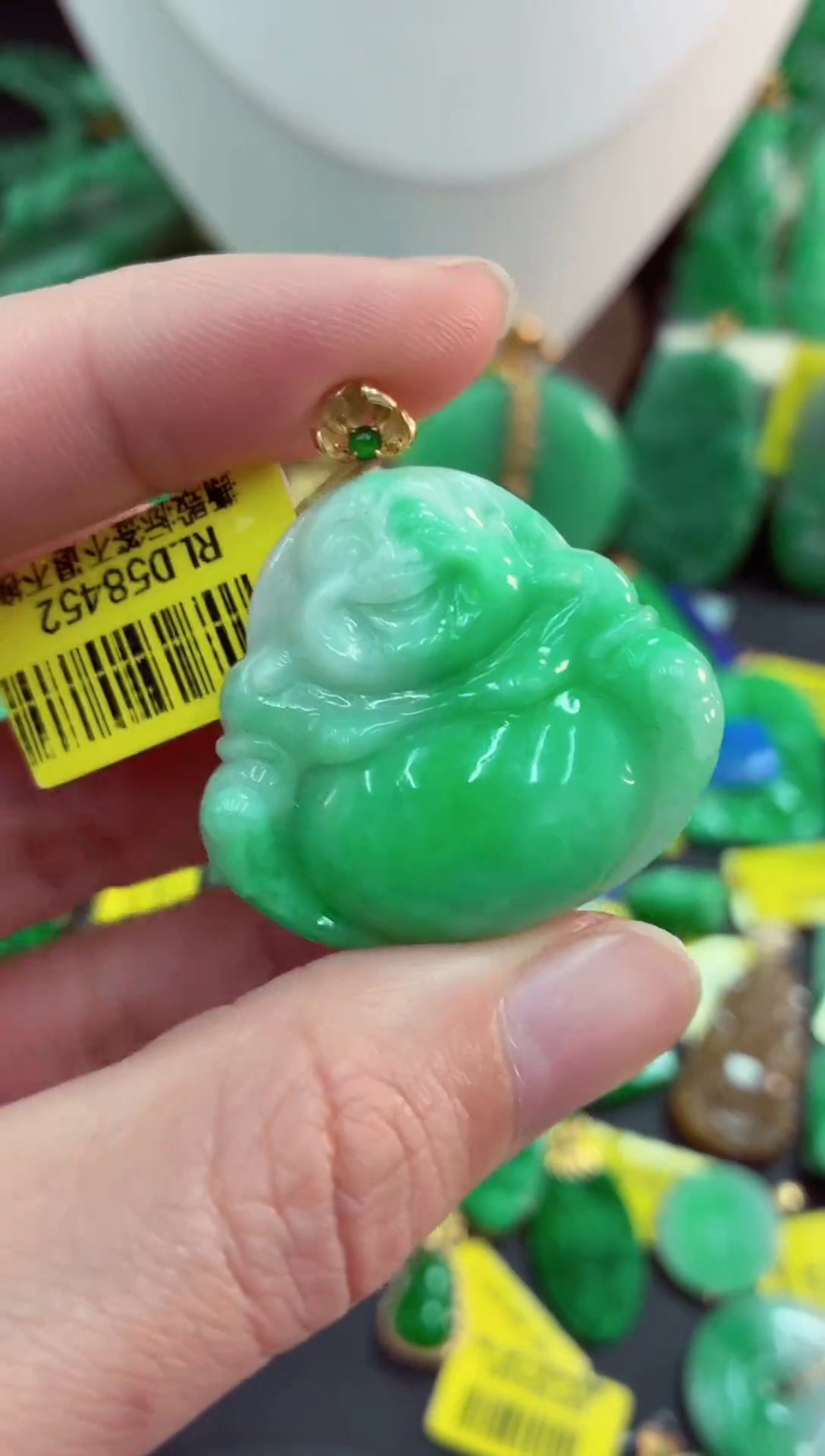 吊坠(不含链)18K金镶嵌翡翠天然缅甸翡翠A货