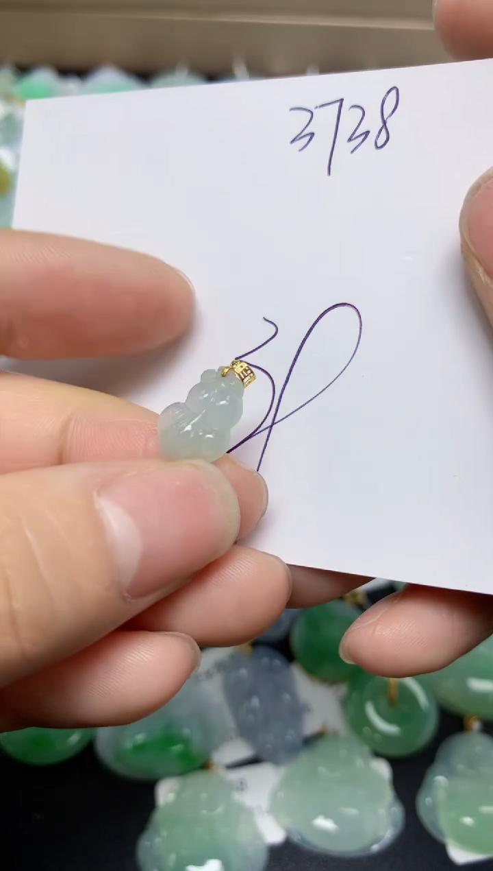 【闪购商品】翡翠挂件18K金镶嵌 天然翡翠A货