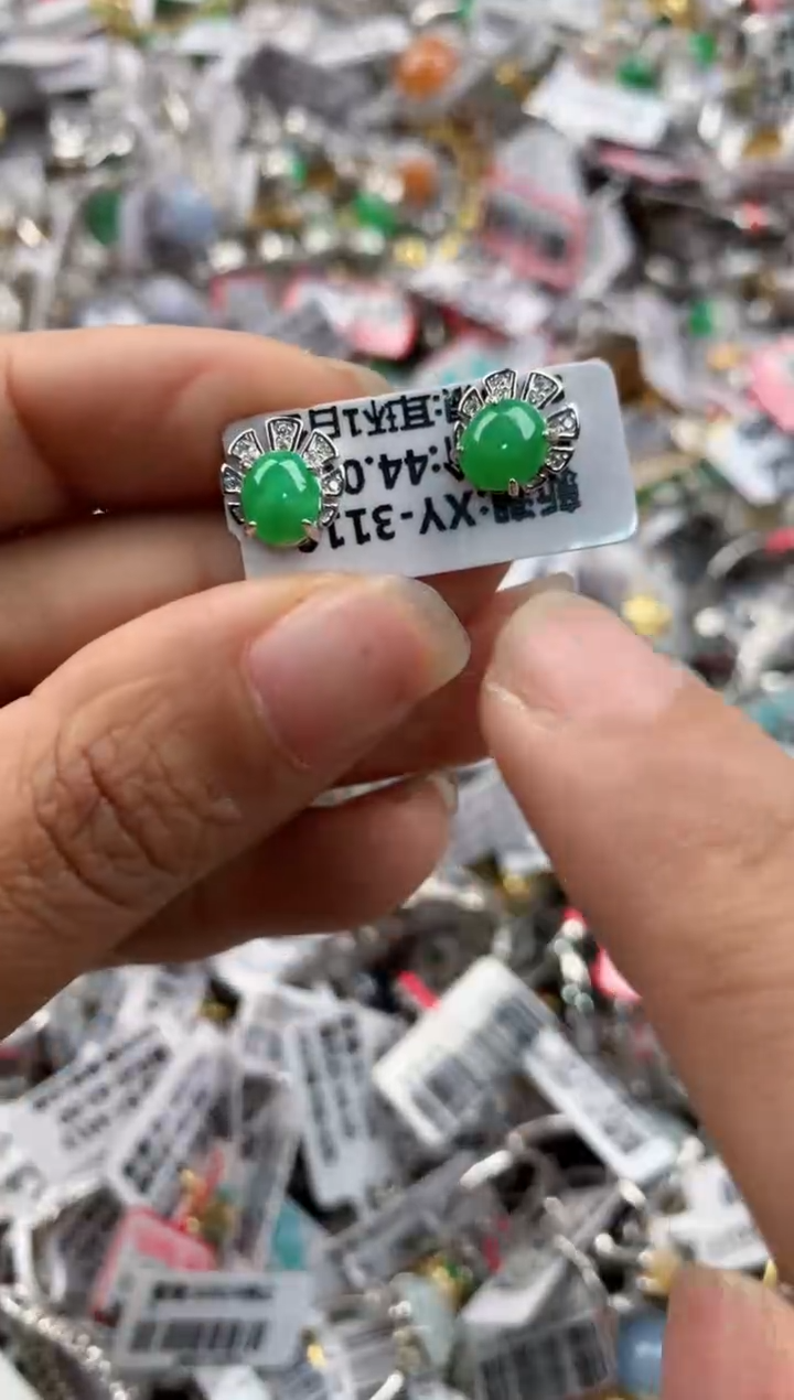 银S925镶嵌戒指翡翠333---1