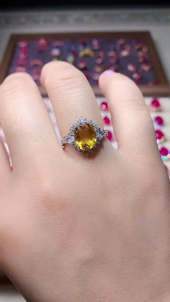 【闪购商品】黄晶戒指银S925镶嵌0000