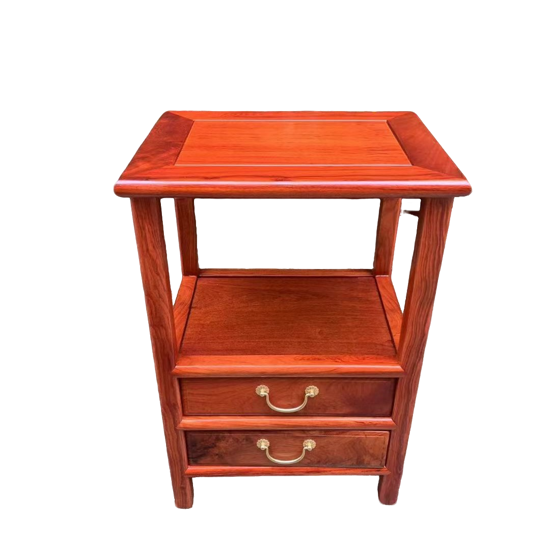 缅花带两横抽床头柜收纳实用家用家具茶边柜长45宽35高65