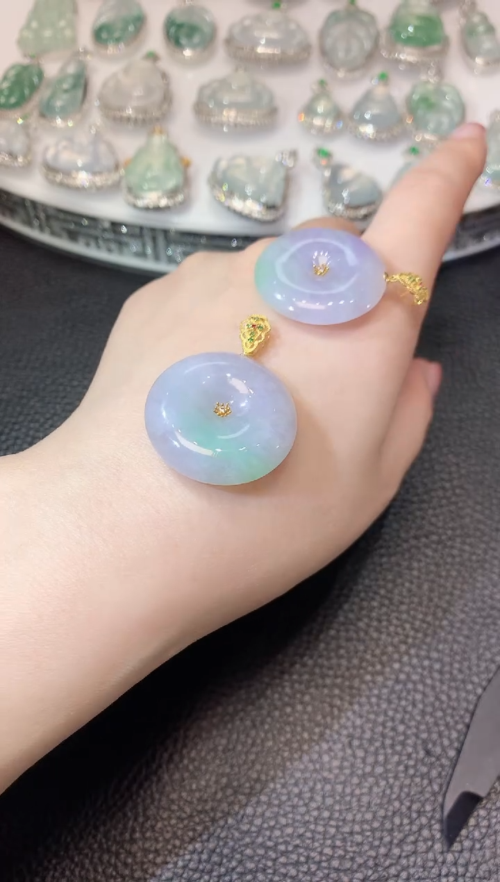 【闪购商品】翡翠吊坠(不含链)18K金镶嵌A8 多样性发货一件