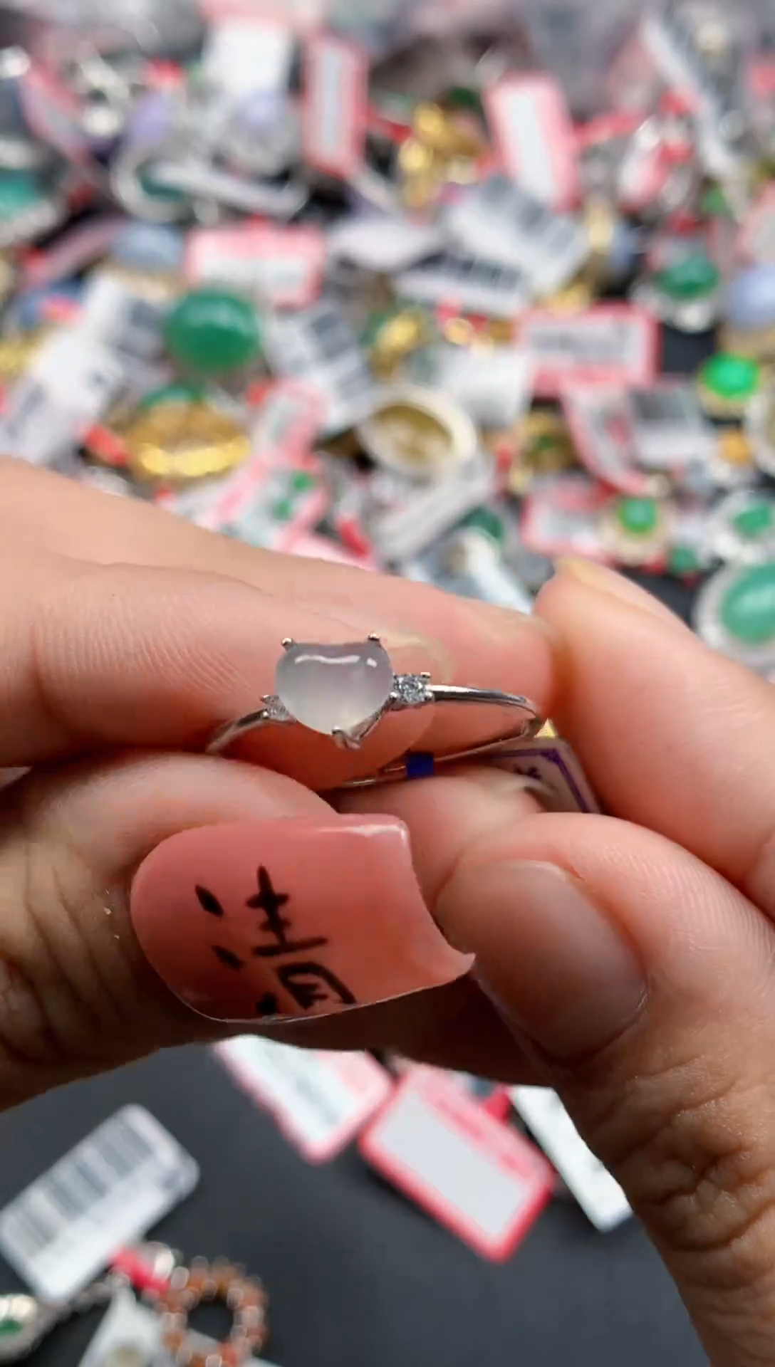 银S925镶嵌戒指翡翠天然A货缅甸翡翠