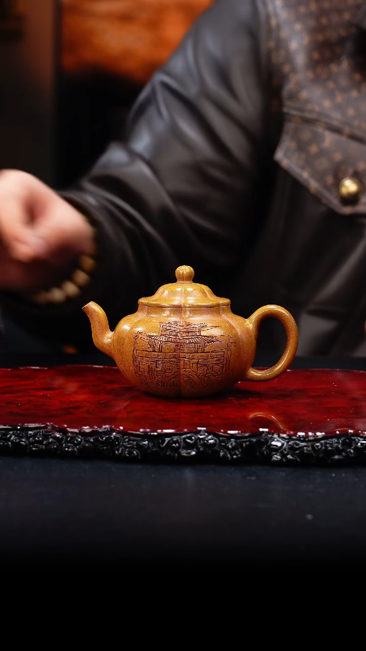 【闪购商品】紫砂茶壶25 筋纹莲子,QYJ,柴烧段泥