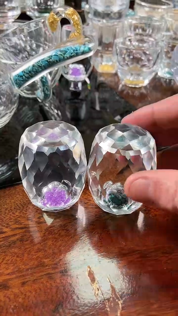 【闪购商品】绿松石+紫色水晶盖置2个装