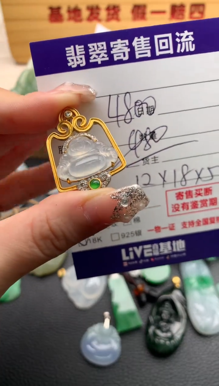 翡翠18K金镶嵌颈饰21014025