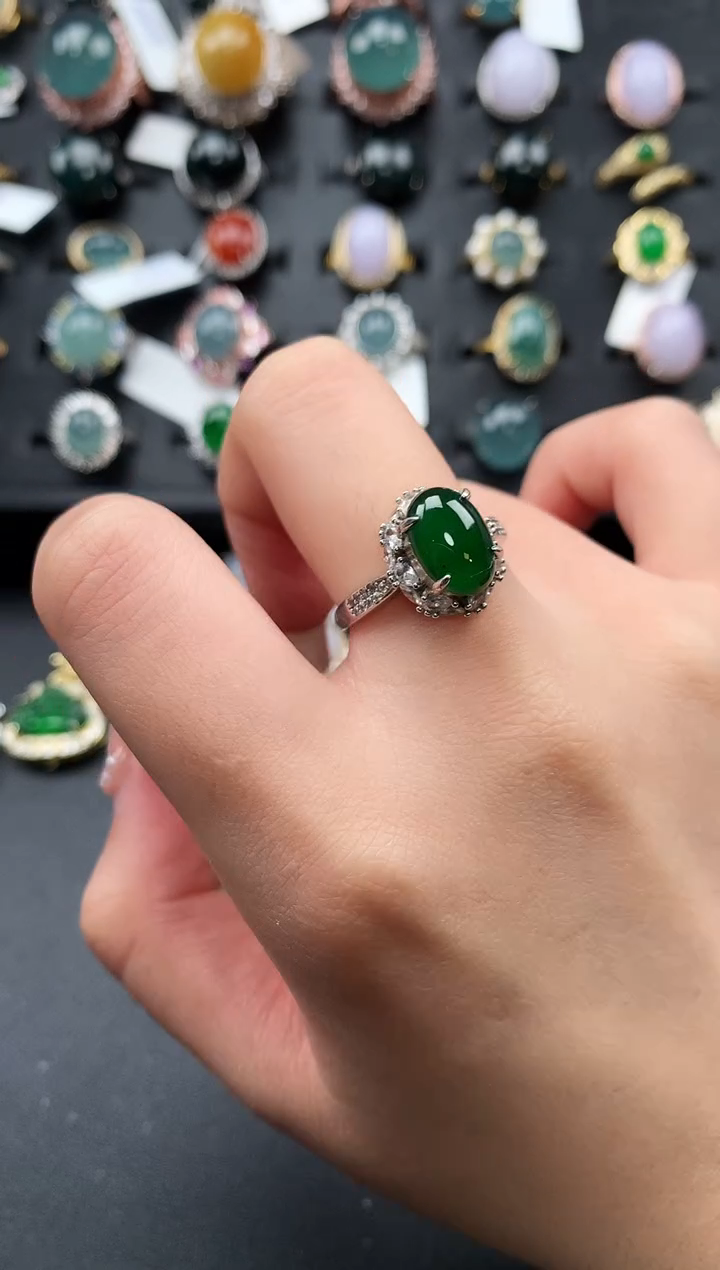 【闪购商品】翡翠戒指银S925镶嵌52141
