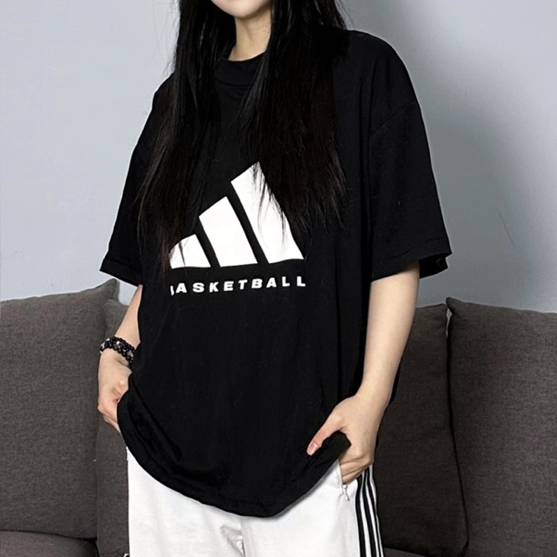 阿迪达斯短袖T恤男装女装BASKETBALL宽松透气运动体恤半袖 JY0199