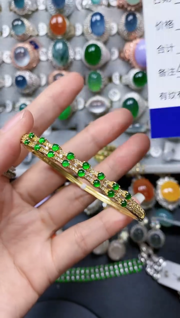 【闪购商品】翡翠手镯银S925镶嵌0409