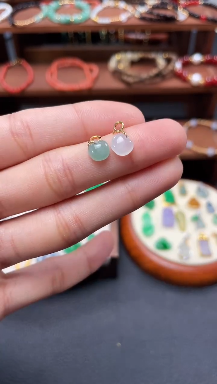 【闪购商品】翡翠吊坠(不含链)18K金镶嵌2个  JK308