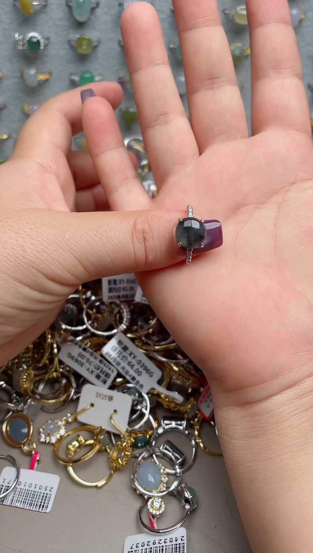 翡翠戒指银S925镶嵌.