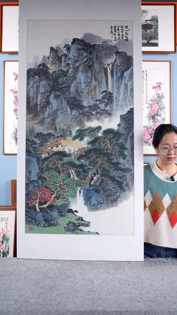 【闪购商品】国画张现军《深山访友图》手绘带框174*84