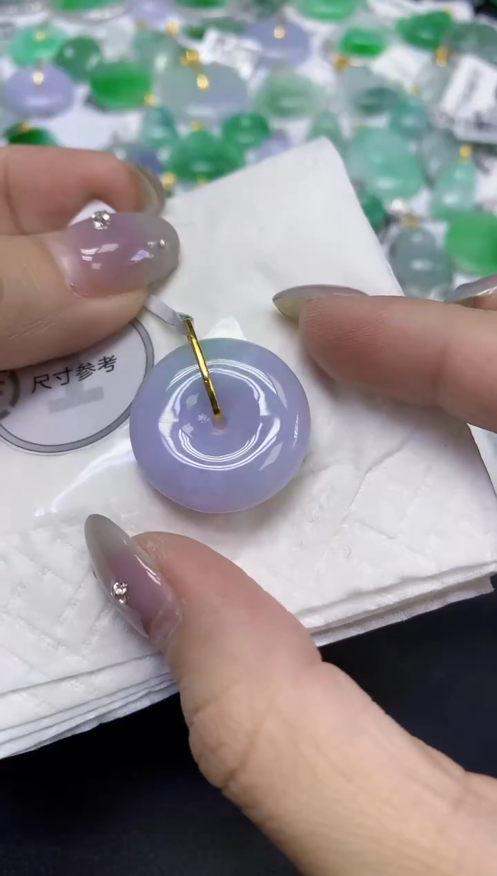 颈饰18K金镶嵌翡翠天然缅甸翡翠A货百元以上9元证书费自理