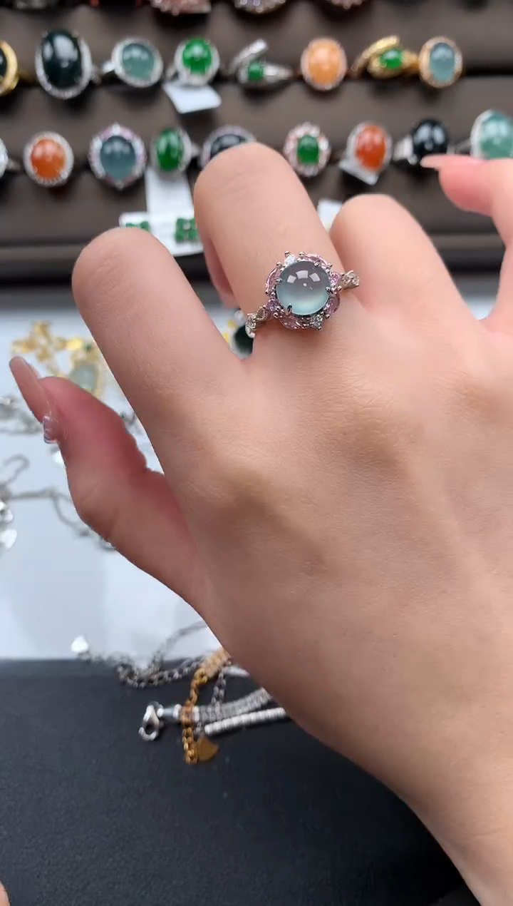 【闪购商品】翡翠戒指银S925镶嵌7851241
