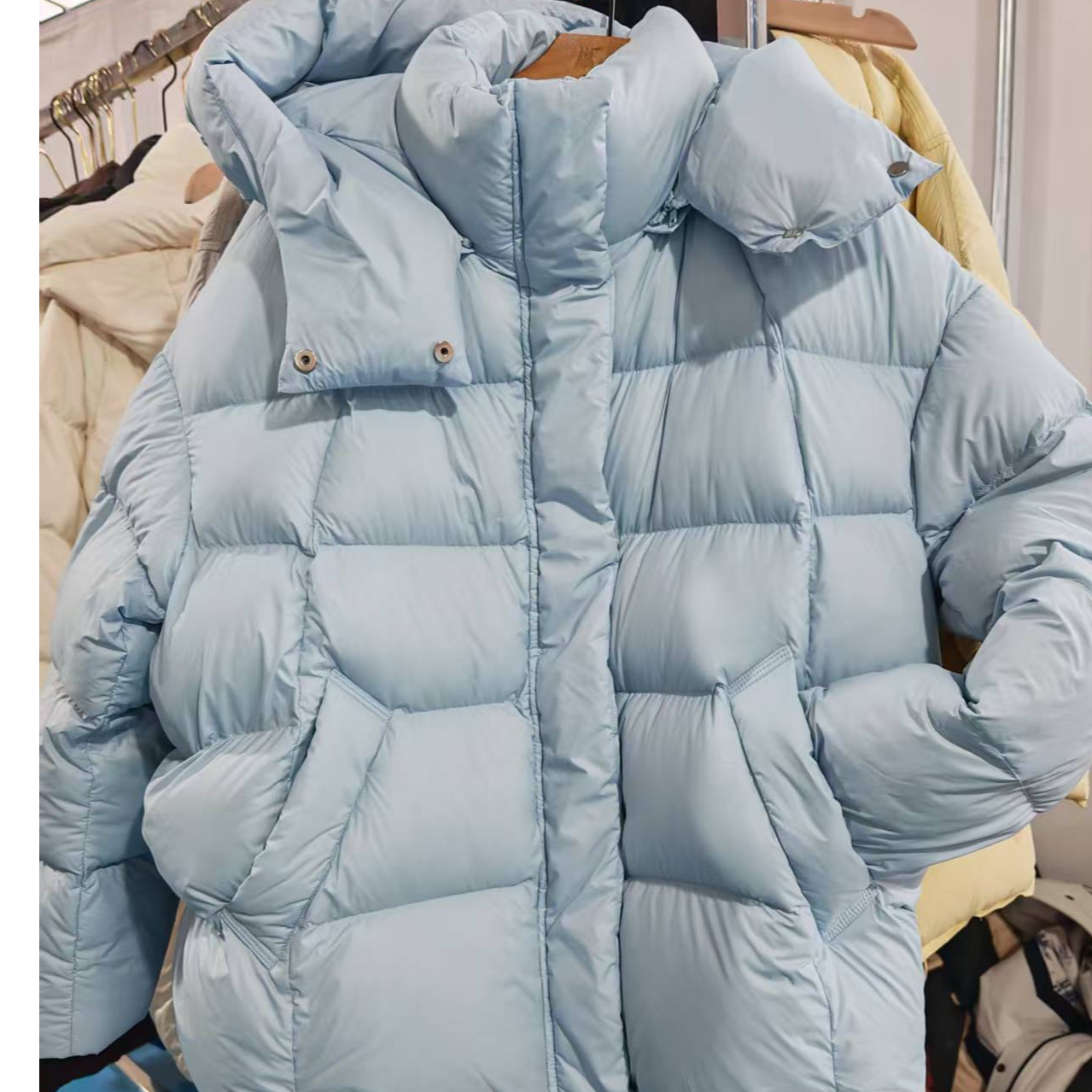 肯豆风加绒加厚款扎染亮面羽绒服休闲中长款纯色短款