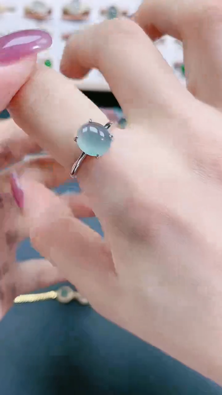银S925镶嵌戒指翡翠天然翡翠