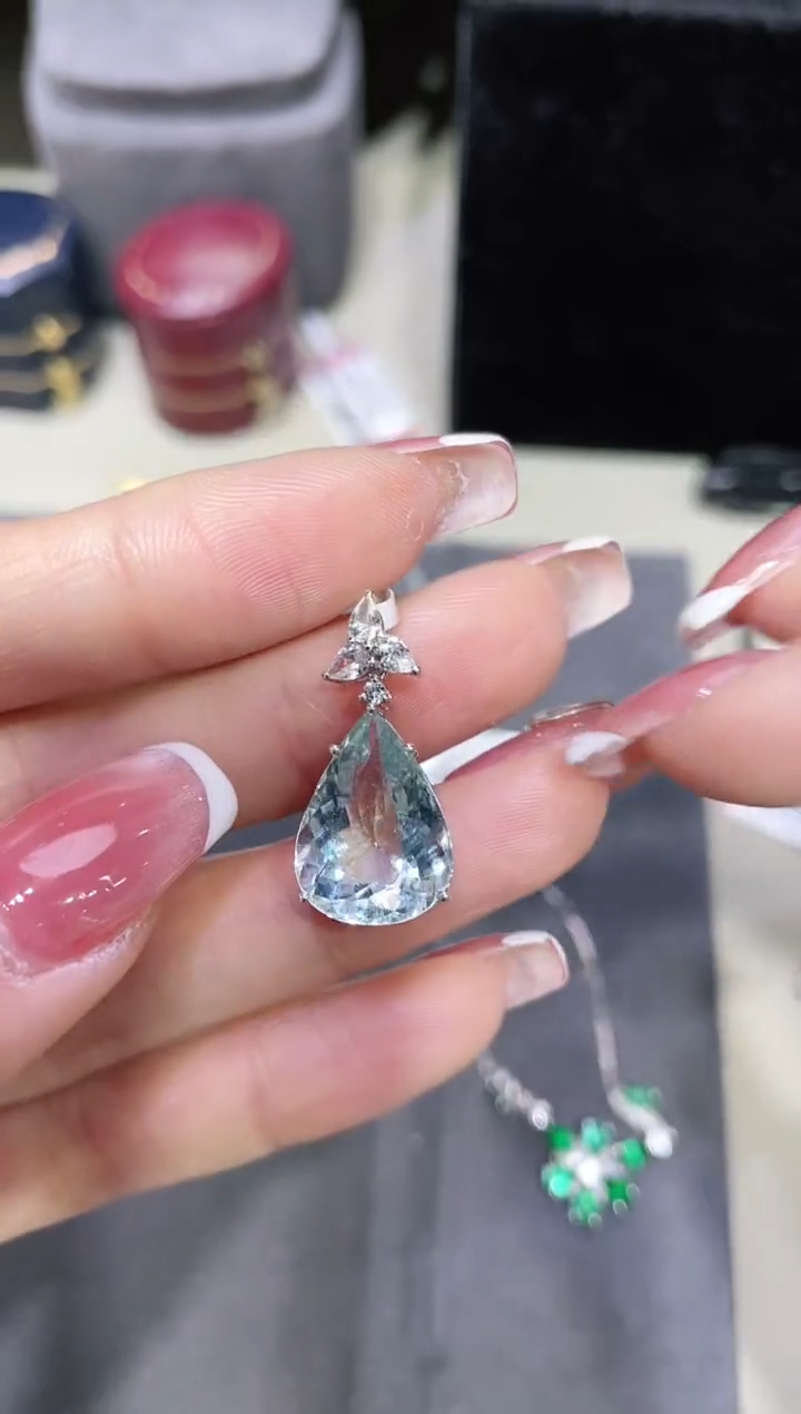 【闪购商品】海蓝宝石吊坠(不含链)银S925镶嵌·