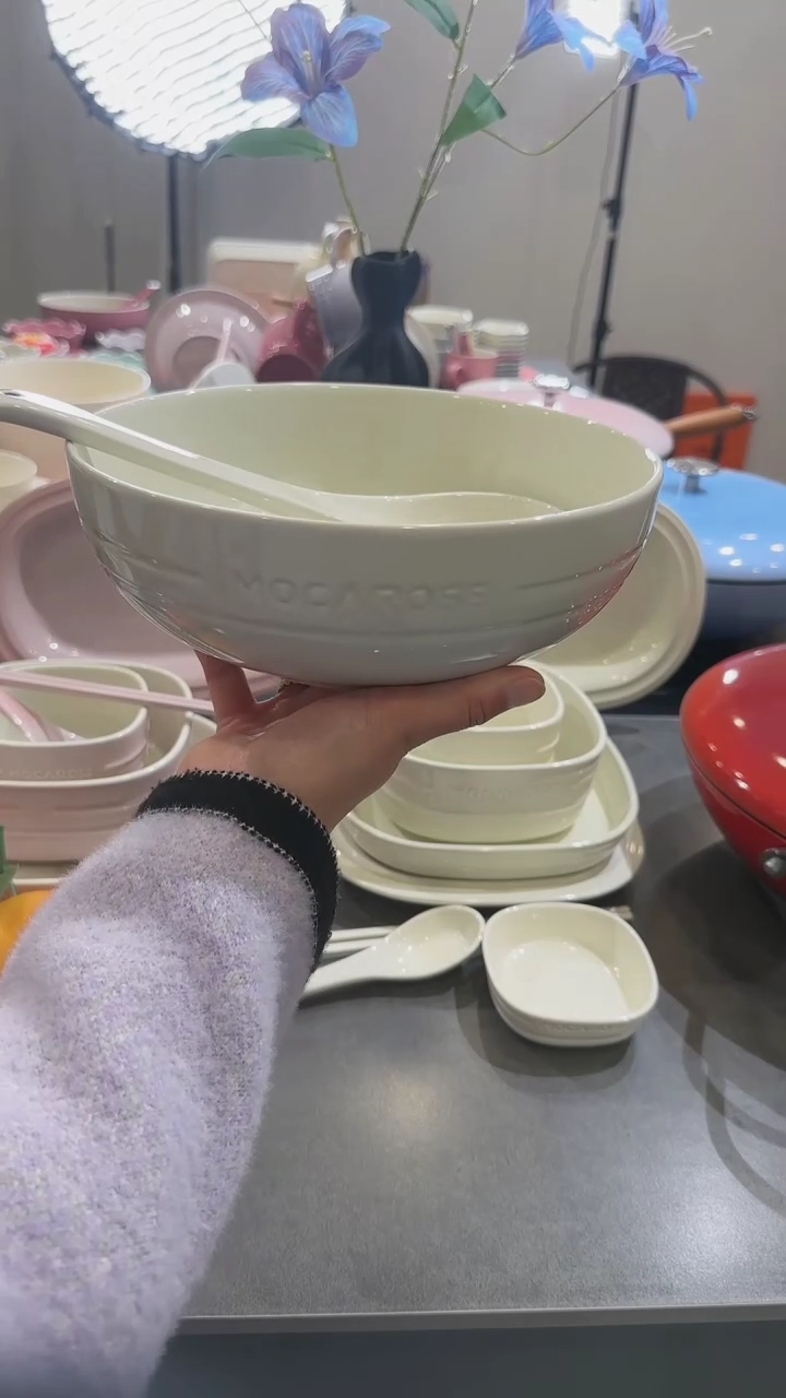 【闪购商品】瓷奶油白-大汤碗汤勺组合装