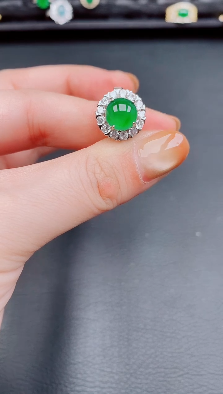 【闪购商品】翡翠戒指银S925镶嵌天然a货翡翠190