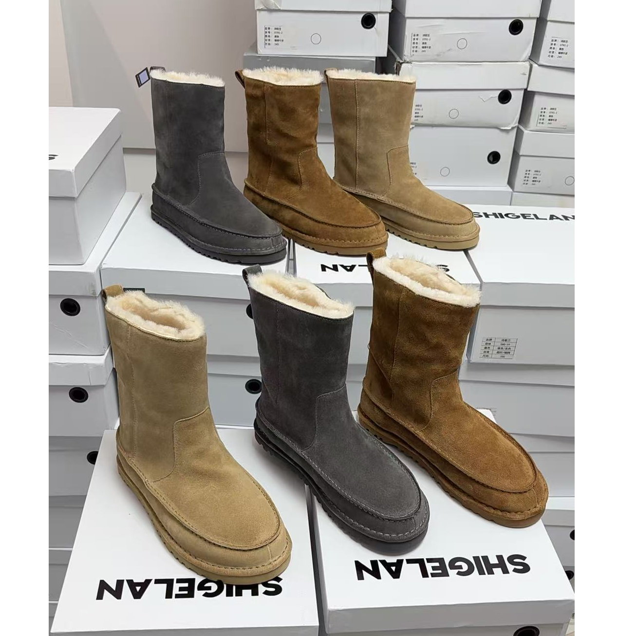 诗歌兰女靴时尚百搭复古羊毛平底保暖雪地靴短靴