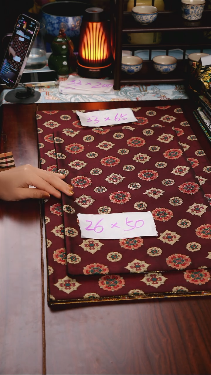 【琵琶宝相花双面】中国风干泡织锦茶席33*65