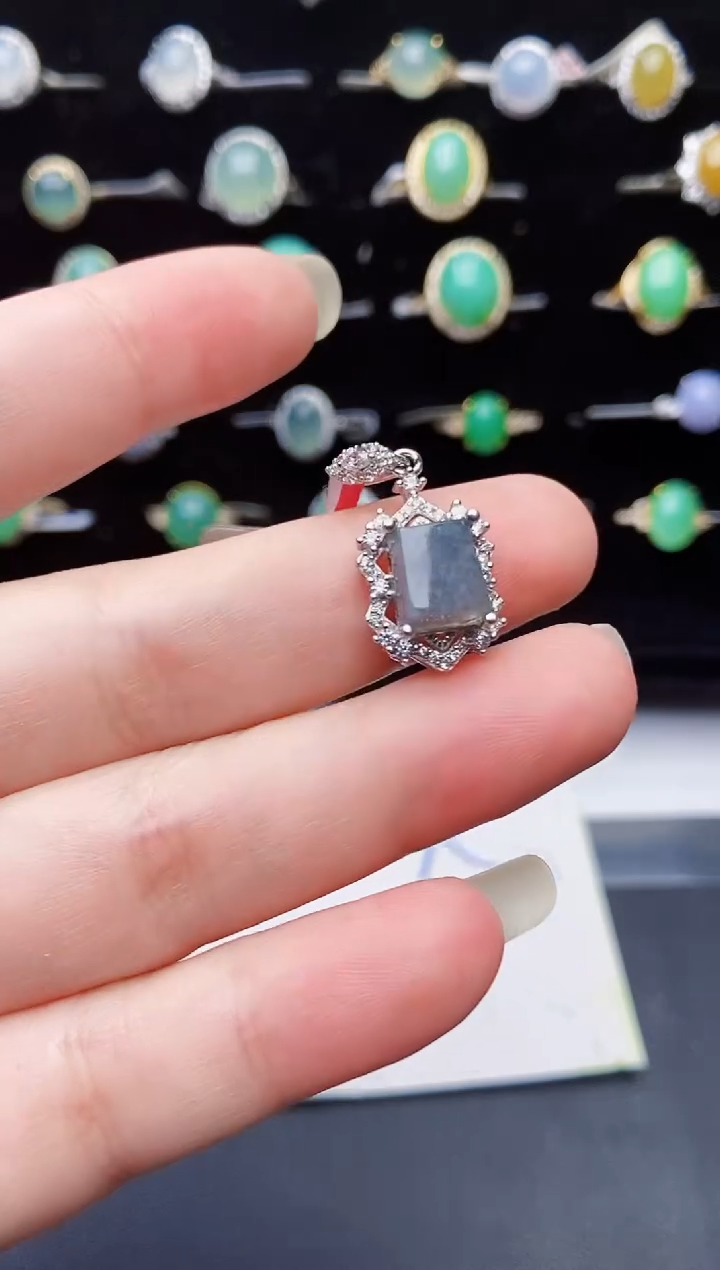 颈饰银S925镶嵌翡翠6438