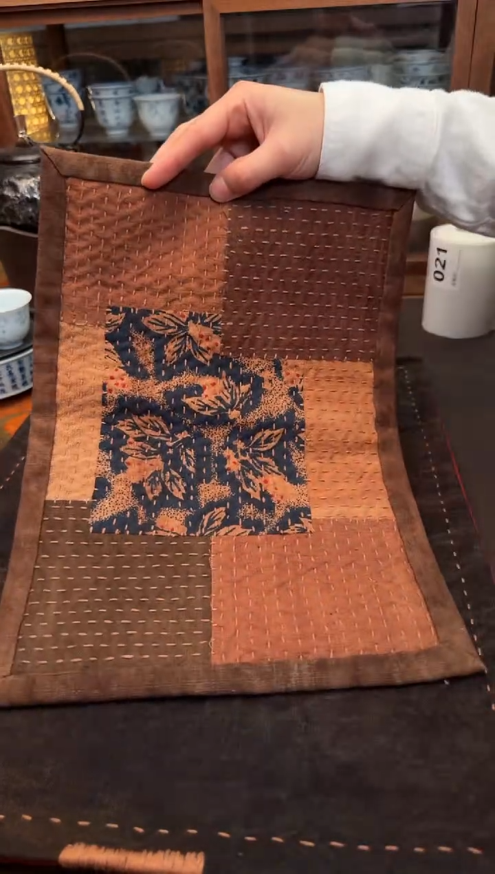 【闪购商品】织绣 Cici手作老布植物染柿染杯垫-020