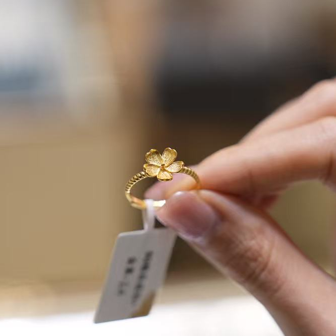 【巧玲专属】足金999拉丝桃花戒指 活口经典 2.4