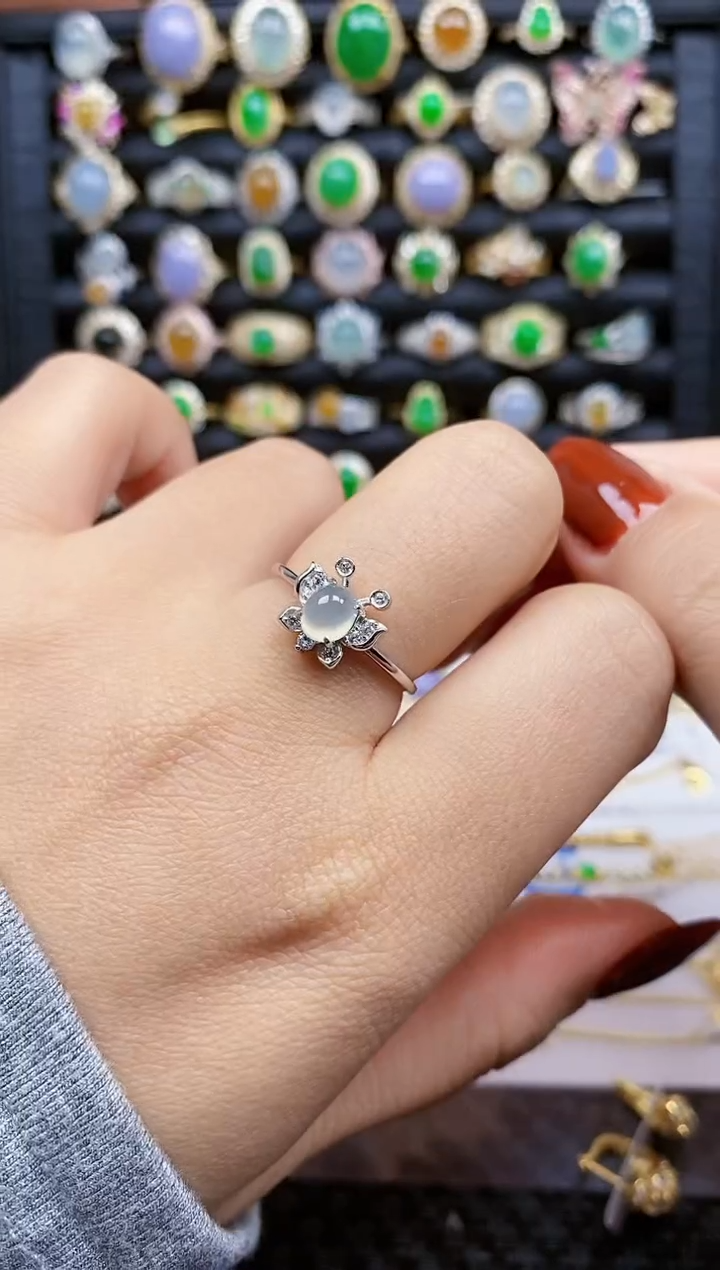 银S925镶嵌戒指翡翠65