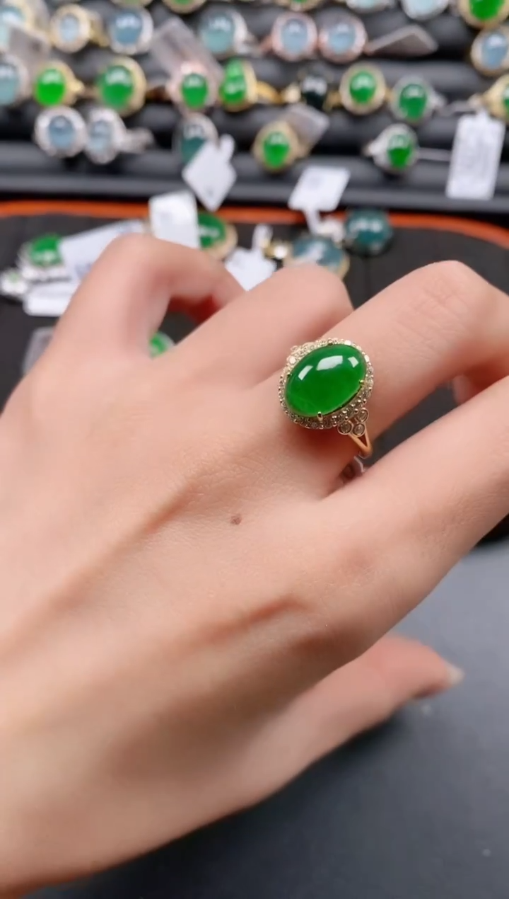 银S925镶嵌戒指翡翠1