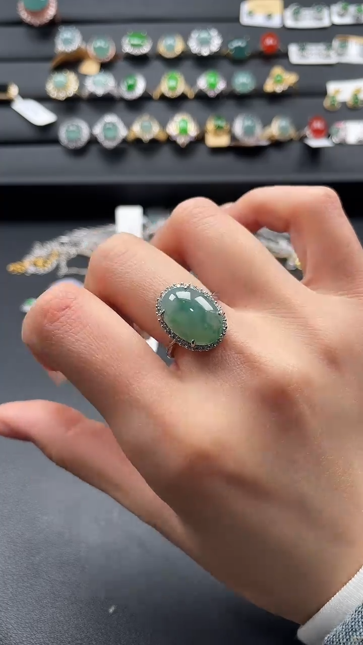 【闪购商品】翡翠戒指银S925镶嵌46465