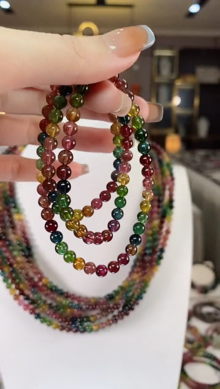 【闪购商品】碧玺三圈手串5mm+未镶嵌一物一证dan