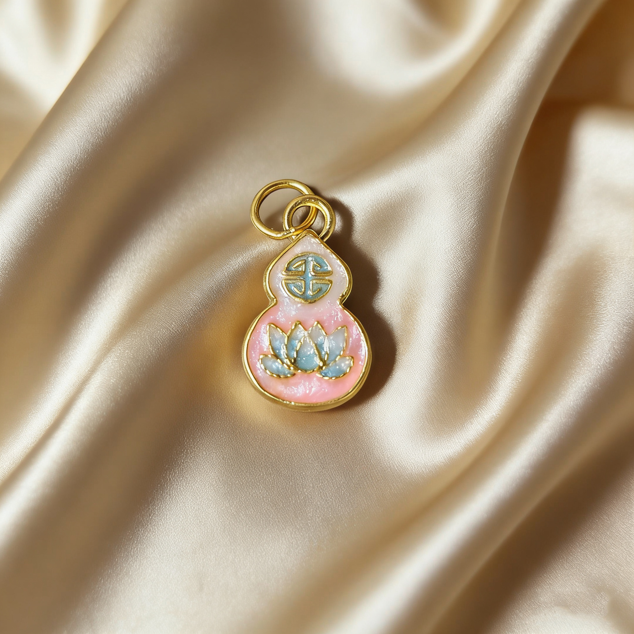 【黄金】足金999蓝莲花葫芦 圆环 5D工艺XTN387
