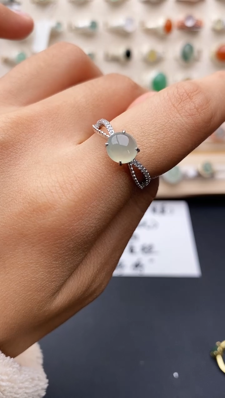 【闪购商品】翡翠戒指银S925镶嵌缅甸翡翠