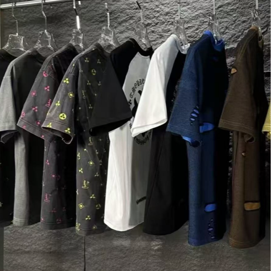 【5号链接】男士夏季新款百搭男士重工轻奢欧货短袖T恤