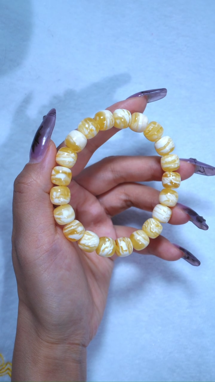 【闪购商品】蜜蜡手链未镶嵌典藏级10.2mm金瓷白虎皮妖孽