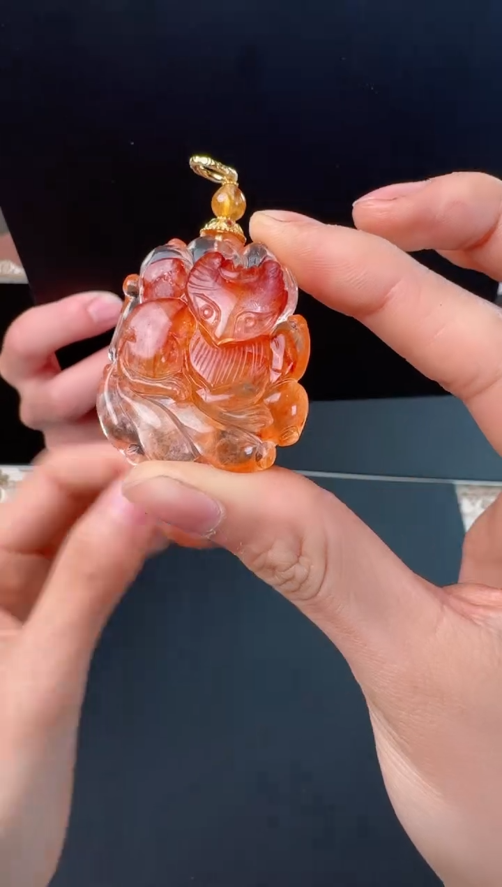 【闪购商品】未镶嵌吊坠(不含链)水晶天然红胶花SG15