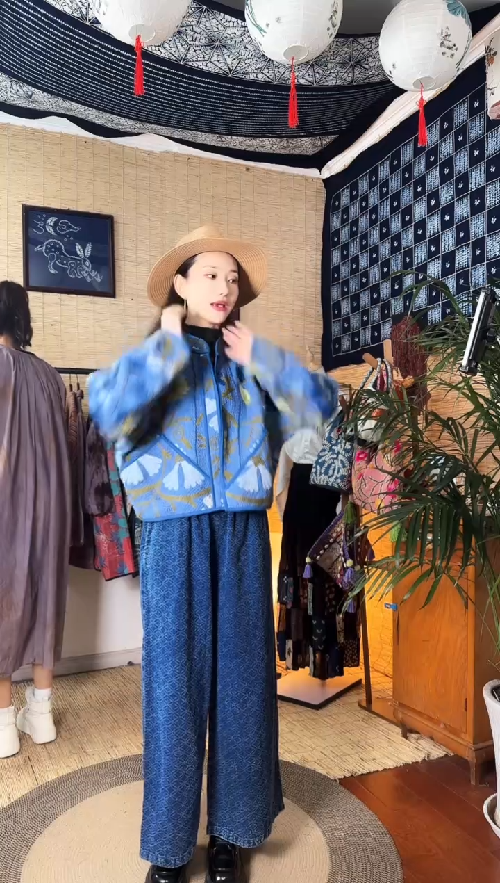 【闪购商品】设计师款蓝古布刺绣外套