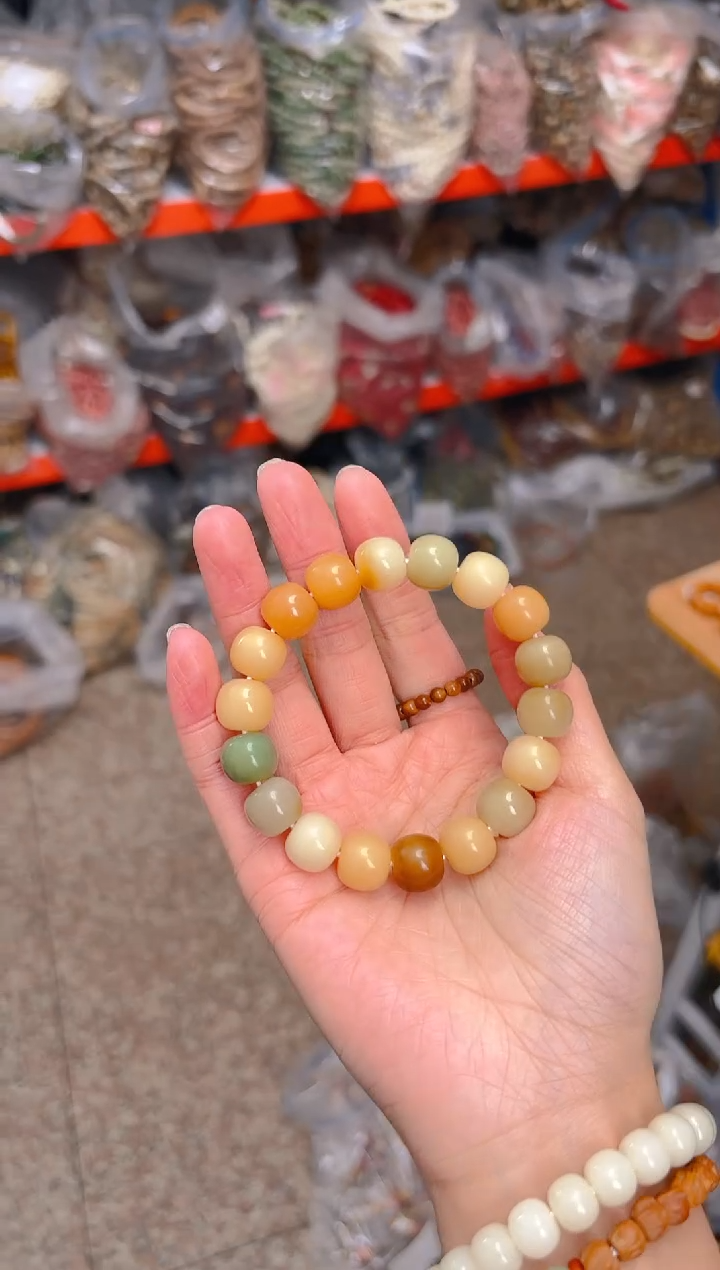 吊坠菩提根/象牙果浅色多宝桶珠单圈