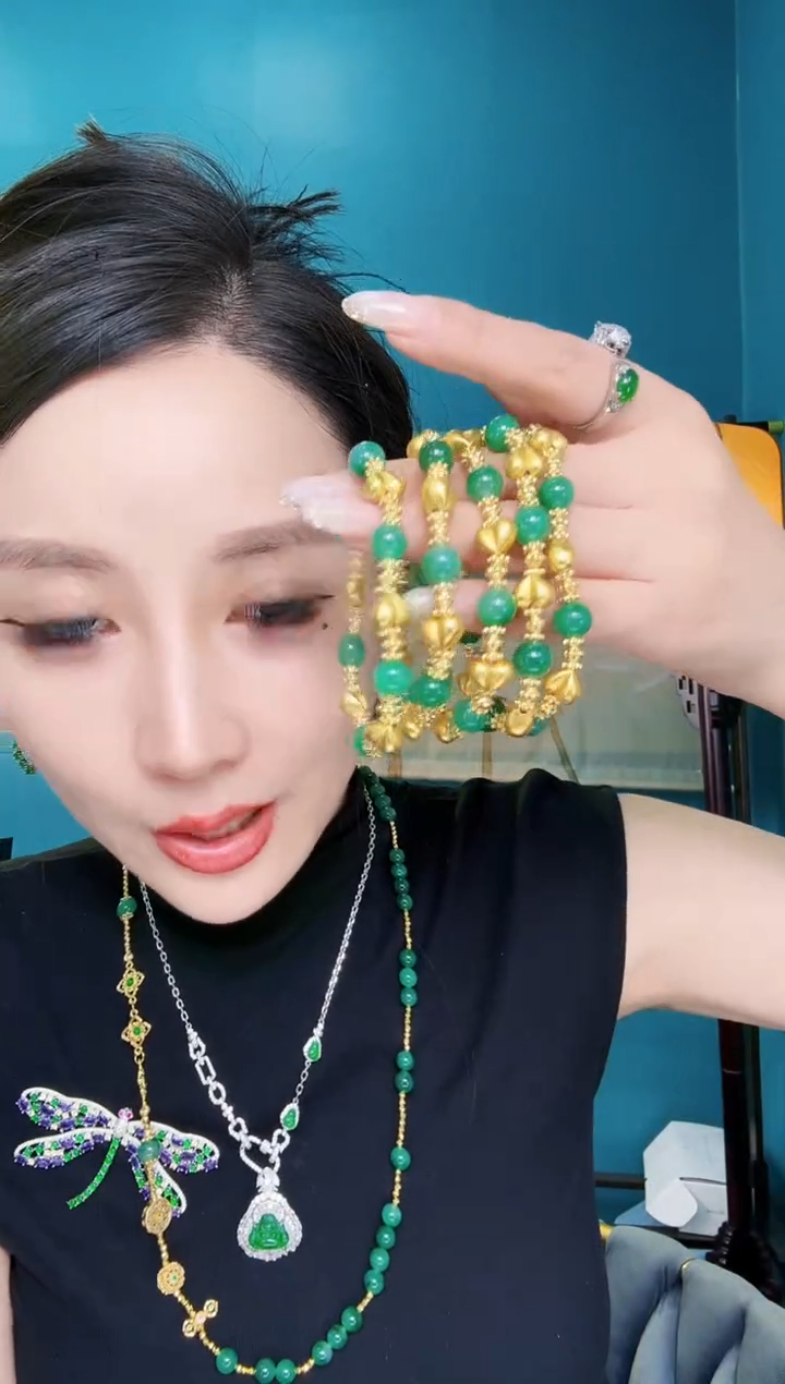 石英质玉（非洲翠）手链未镶嵌手串多样性发一