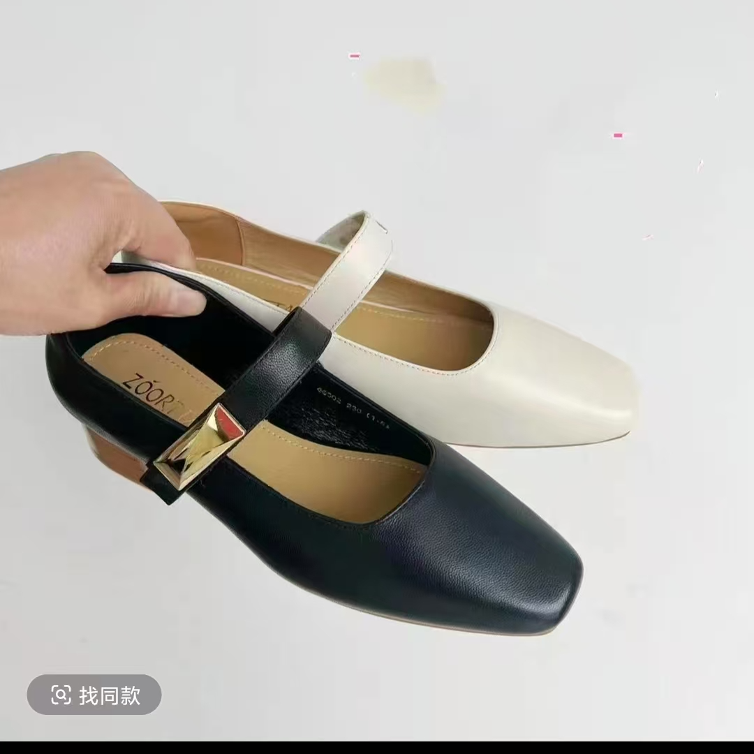 专柜正品66502时尚百搭夏季软底玛丽珍粗跟包头方头