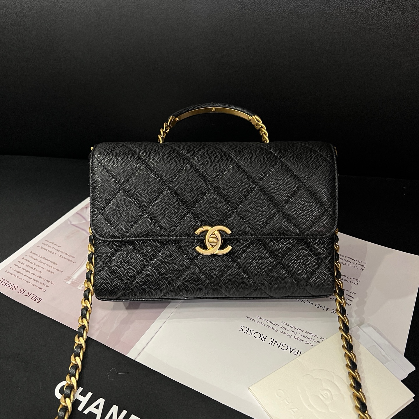 99新 Chanel/香奈儿 专柜43300黑金23年carryme单肩B6498寄卖服务